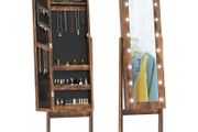 NEW Freestanding LED Mirrored Jewellery Storage Cabinet Adjustable Angle