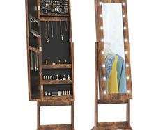 NEW Freestanding LED Mirrored Jewellery Storage Cabinet Adjustable Angle
