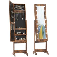 NEW Freestanding LED Mirrored Jewellery Storage Cabinet Adjustable Angle