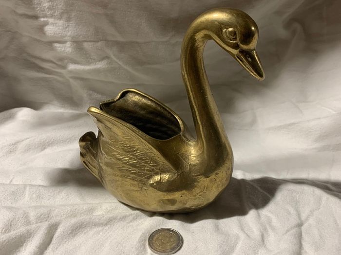large heavy brass swan