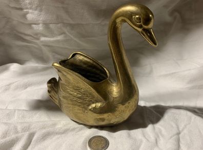 large heavy brass swan