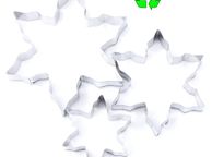 main image for ad Set of 3 cookie cutter set stainless steel snow flake shape reusable for baking