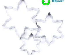Set of 3 cookie cutter set stainless steel snow flake shape reusable for baking