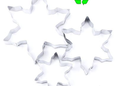 Set of 3 cookie cutter set stainless steel snow flake shape reusable for baking