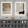 LED Bathroom Mirror with Aluminum Frame, 500x700mm Illuminated Bathroom Mirror with Touch/Demister/ 3-Color Dimmable, Bathroom Wall-Mounted, Horizontal/Vertical, Gold Image 2