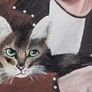 Original David Bowie portrait painting with cat Image 2