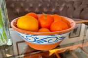 Hand Painted Large Terra Cotta Blue and White Bowl for Salad Pasta Fruits