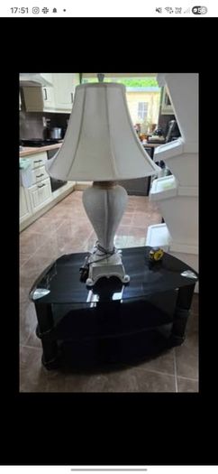 Cream Crackle-Glaze Urn Table Lamp with Shade