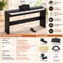 88 Key Digital Piano with Stand and Speakers  Semi Weighted Electric Keyboard for Beginners Black Image 2