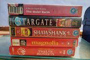 5 x VHS tapes (The Quiet Earth, Stargate, The Shawshank Redemption, Magnolia, Twelve Monkeys)