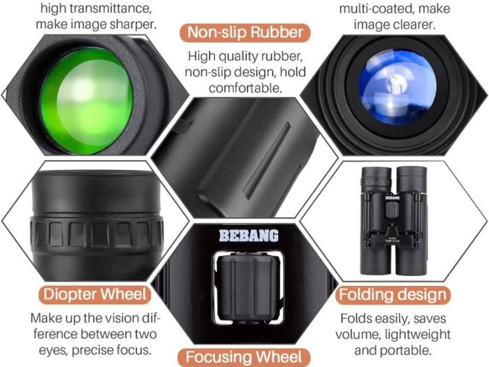 10x25 Binoculars for Kids Adult, Small Compact Lightweight Folding Mini Pocket Binoculars for Bird Watching Travel Stargazing Hunting Camping Concerts Sports Theater Opera (FREE POSTAGE)