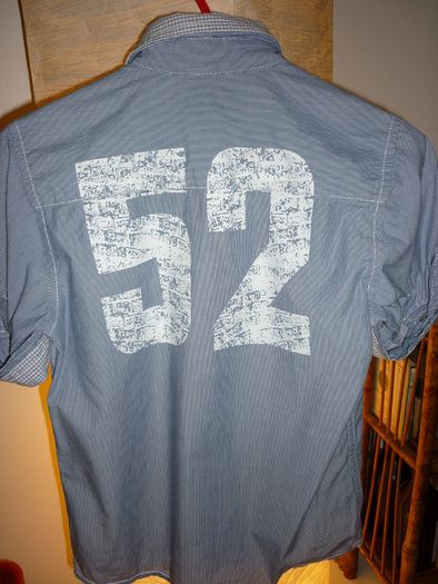 Boys Fine striped blue and white shirt with double collar 7-8 years