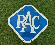 Vintage RAC Double-Sided Porcelain Enamel Sign  Original 1930s-50s 3kg, 56x57.5cm