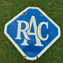Vintage RAC Double-Sided Porcelain Enamel Sign  Original 1930s-50s 3kg, 56x57.5cm
