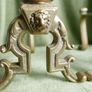 Antique Victorian Brass Fire Side Dogs - Lion Head Brass Fire Dogs Image 4