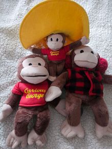 Three Curious George soft toys. Original.