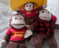 Three Curious George soft toys. Original.