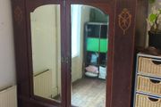 Edwardian Inlaid Mahogany Double Wardrobe - Mirrored Doors, Satinwood Inlay, Drawers - Circa 1900