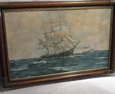 Vintage Ship Picture in Captains Frame