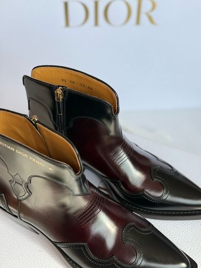 NEW Christian Dior West Boot Black/Burgundy Leather