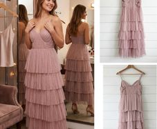 Blush tiered midi maxi blush dress chic wedding event fabulous pink