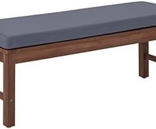 Upholstered Outdoor Bench / 1 Pack Acacia Wood Walnut Brown Capacity 220lb