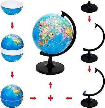 20cm World Globe Political Map - Educational Geographic Globe - Self Assembled School Globe