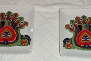 Pair of vintage Peacock plates Hollohaza