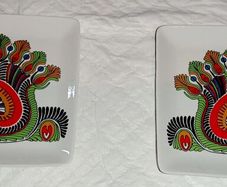 Pair of vintage Peacock plates Hollohaza