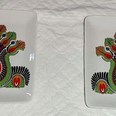 Pair of vintage Peacock plates Hollohaza