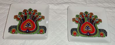 Pair of vintage Peacock plates Hollohaza