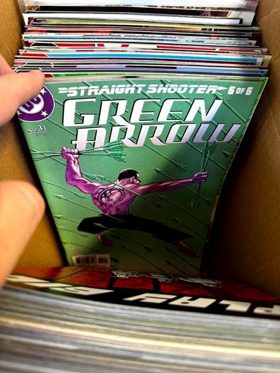 DC, Marvel Long Comic Box w 290 comics for Sale