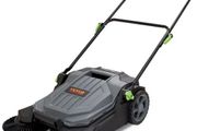 Walk-behind Hand Push Floor Sweeper, 65 cm Sweeping Width Floor Sweeper Manual Non-Electric, 18.9-Liter Waste Container, Angle &amp; Height Adjustable Folding Handle for Walkway, Yard, Garage, Patio
