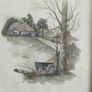 BY, F. Massa, Set Of 3 Vintage Framed watercoulored Drawings Prints Countryside Image 6