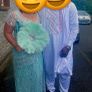 Traditional Nigerian Asoebi style dress for wedding or special occasion comes with Traditional fan also Image 3