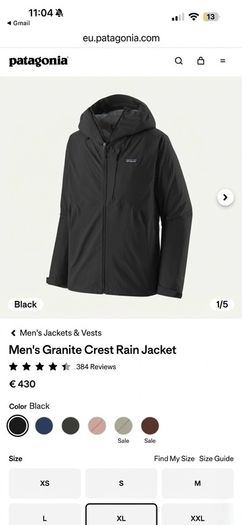patagonia Men's Granite Crest Rain Jacket XL