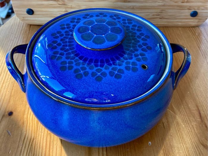 Denby Midnight pattern lidded casserole dish