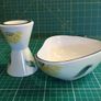 Avoca Blue Sunflowers Hand Painted Signed Candle Holder & Trinkets Bowl Image 3