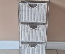 3 drawer wicker basket storage unit