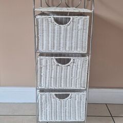 3 drawer wicker basket storage unit