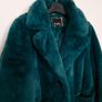 Sam Edelman Deep Teal Green Soft Faux Fur Plush Winter Overcoat Size L Image 7