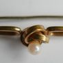 Vintage  Gold Tone Faux Pearl  Bar Brooch Image 3