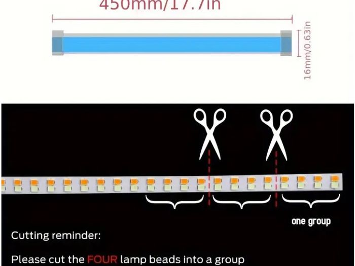 2pcs Motorcycles LED Strip 45cm23.62-Inch Two-Color