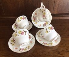 4 Duchess Romance Pattern Bone china floral cups and saucers