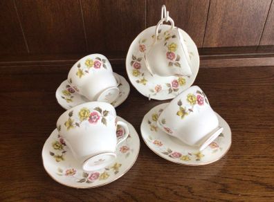 4 Duchess Romance Pattern Bone china floral cups and saucers