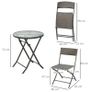 3 Piece Rattan Bistro Set, Patio Balcony Furniture with 2 Folding Rattan Chairs and Glass Coffee Table, for Garden, Balcony, Outdoor, Brown Image 3