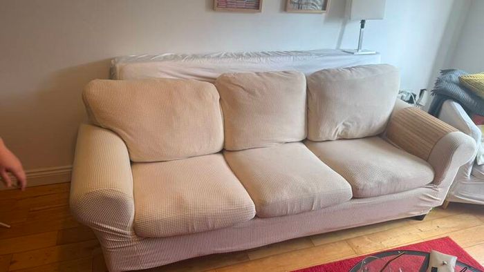 3-seater sofa - cream textured fabric