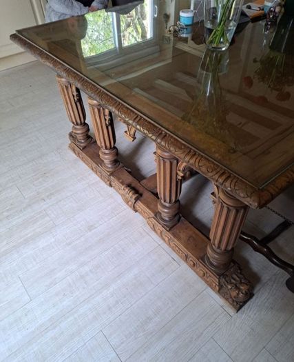 Antique Italian 16th Century Renaissance  Dining Table  Aone of a kind Beautiful Oak and Walnut
