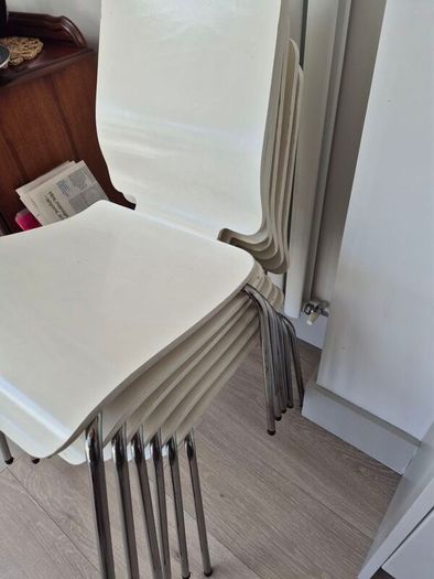 6 IKEA White Gilbert Dining Chairs for sale