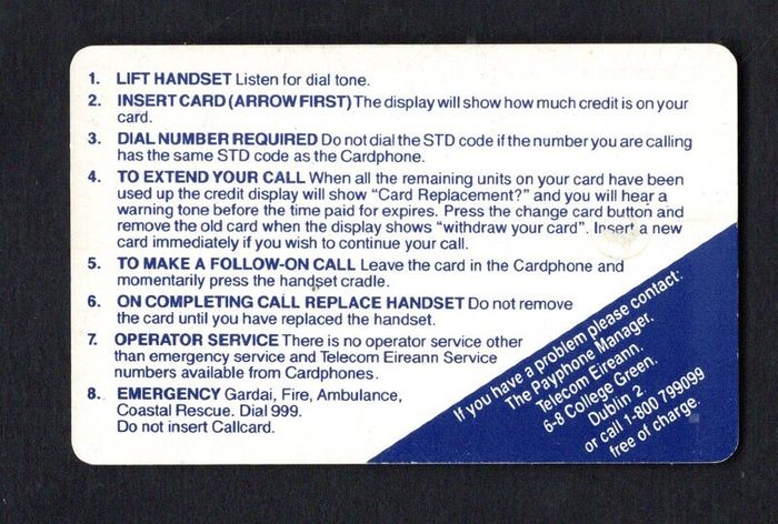 1991 Ireland 50 unit Dublin as being nominated the EC City of Culture prize with College Green Address (Gemplus Front) Call Card Used. Telecom Eireann card number 1032.